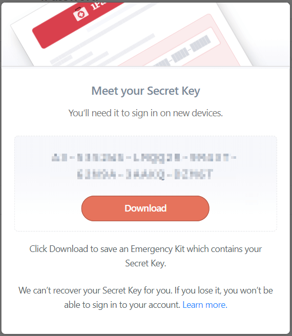 secret key one password